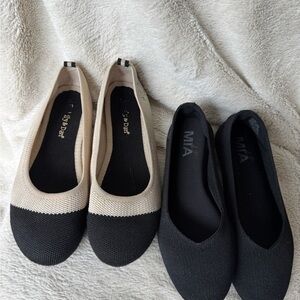 MIA Black and Cream Flats Classic Comfort